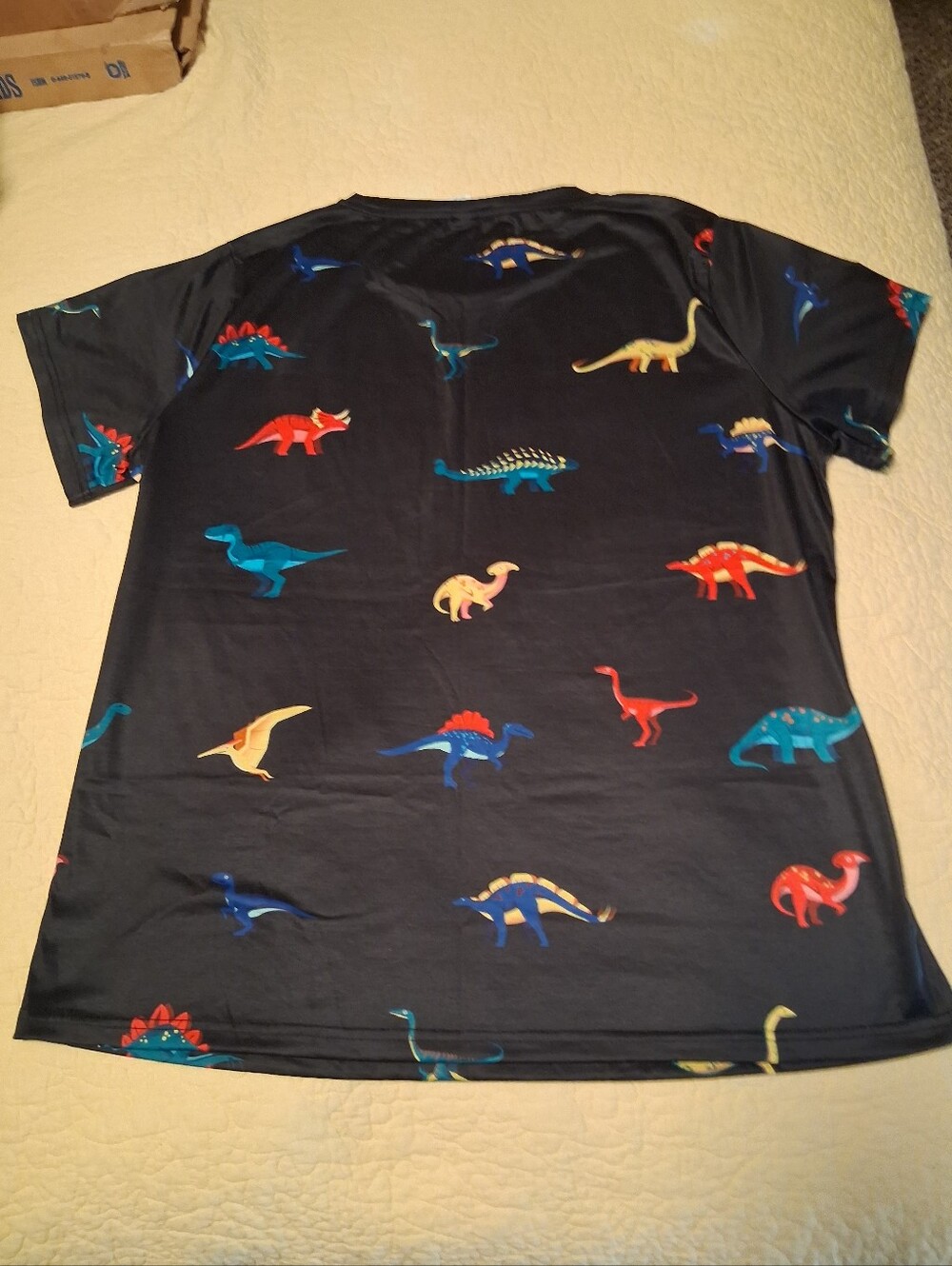 Women's Dino Print Crew Neck Short Sleeve Tee - Black, Size 1X - Picture 3 of 3